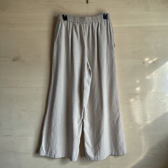 Zara Linen Viscose Wide Leg Pull On Pants Coastal Minimalist Sand Sz Small NWOT - Picture 3 of 12